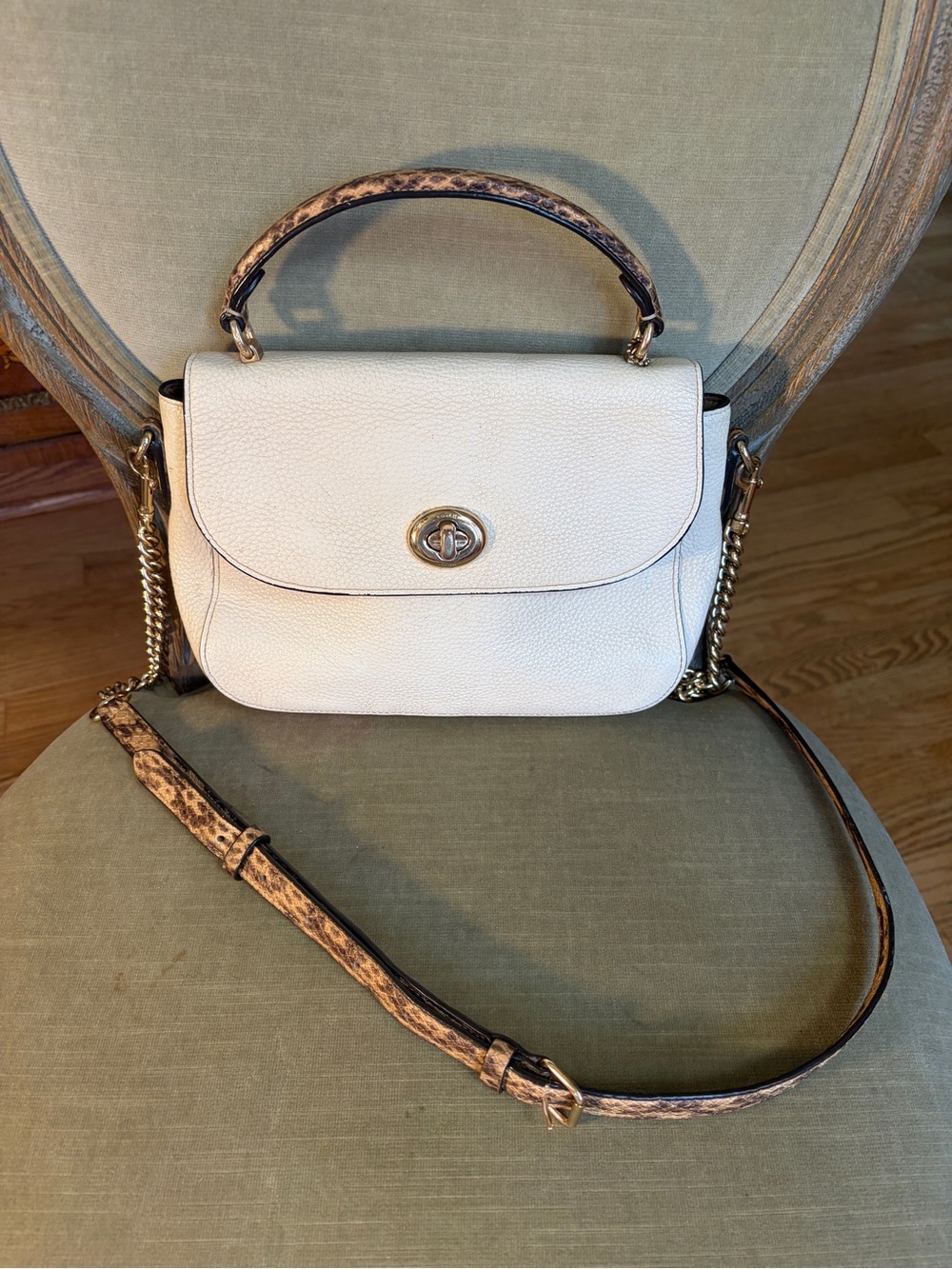 Coach Marlie Top Handle Satchel Chalk White/Snake